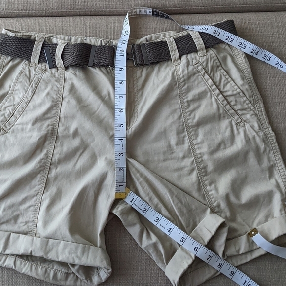 CALVIN Klein cotton safari belted shorts with pockets beige tan color size 10 B1 - Picture 7 of 9